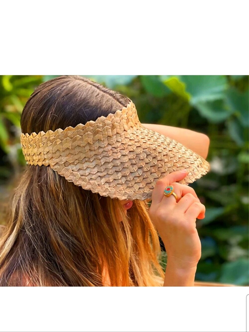 Beach Riot Straw Visor Boho Sun Hat Summer Vacation Resortwear 100% straw Os